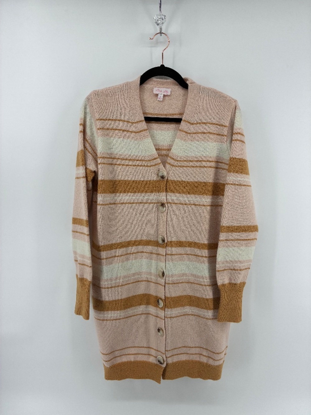MASSIVE $10 SALE Pink Lily Long Button Up Pink Colourblock Cardigan